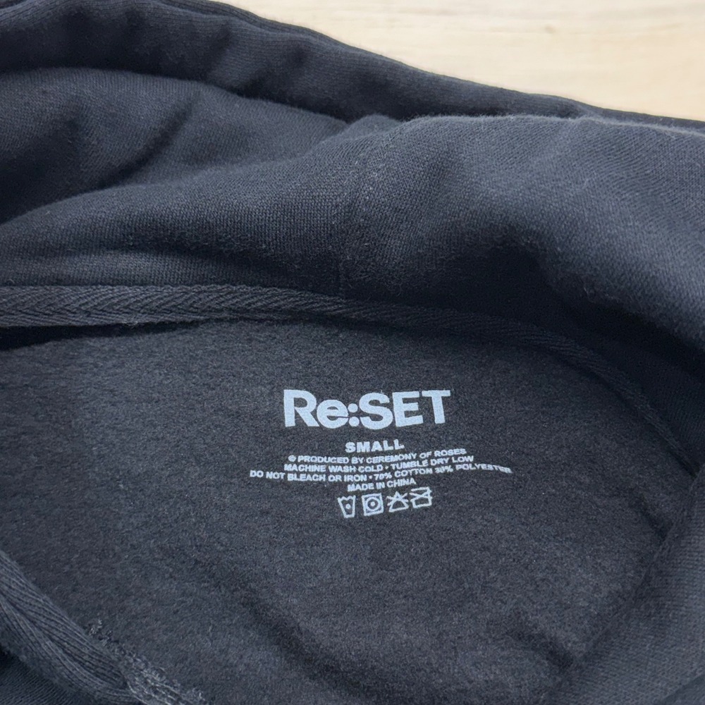 ReSET Graphic Music Note Hoodie Black Men's Size Small Concert Experience NWOT - Picture 7 of 7
